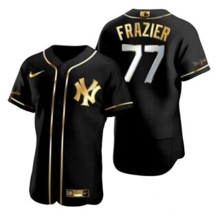 Men's Clint Frazier New York Yankees Flex Base Jersey Black Golden