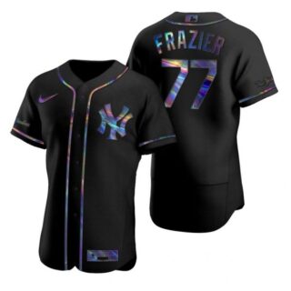 Men's Clint Frazier New York Yankees Flex Base Jersey Black Holographic