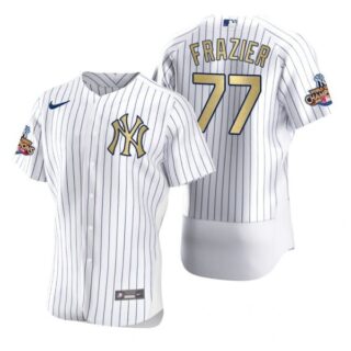 Men's Clint Frazier New York Yankees Flex Base Jersey White Gold WS