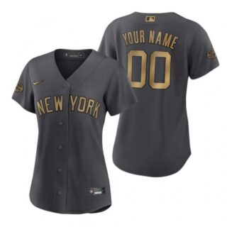 Women's Custom New York Yankees 2022 MLB All-Star Game Charcoal Black Stitched Jersey