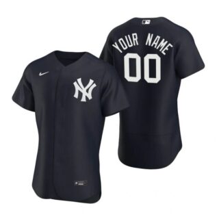 Men's Custom New York Yankees Flex Base Jersey Navy