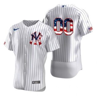 Men's Custom New York Yankees Flex Base Jersey White Stars