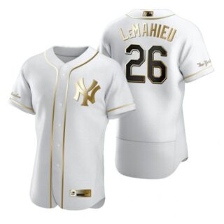 Men's Dj Lemahieu New York Yankees Flex Base Jersey White Golden