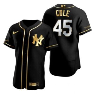Men's Gerrit Cole New York Yankees Flex Base Jersey Black Golden