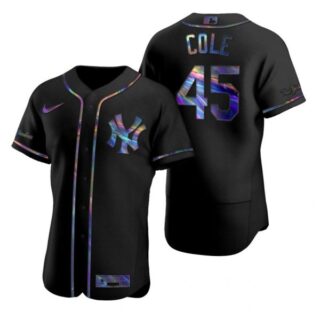 Men's Gerrit Cole New York Yankees Flex Base Jersey Black Holographic
