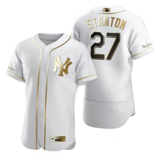 Men's Giancarlo Stanton New York Yankees Flex Base Jersey White Golden