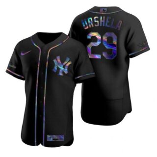 Men's Gio Urshela New York Yankees Flex Base Jersey Black Holographic