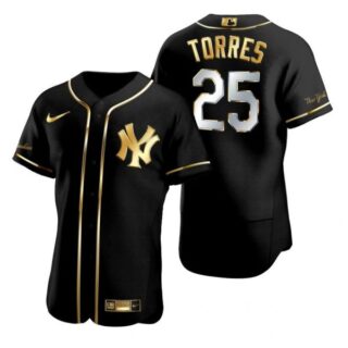 Men's Gleyber Torres New York Yankees Flex Base Jersey Black Golden