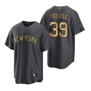 Men's Cool Base Jose Trevino New York Yankees 2022 MLB All-Star Game Charcoal Black Stitched Jersey