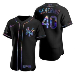 Men's Luis Severino New York Yankees Flex Base Jersey Black Holographic