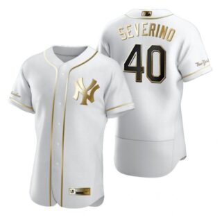 Men's Luis Severino New York Yankees Flex Base Jersey White Golden