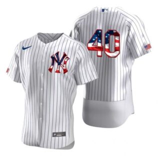 Men's Luis Severino New York Yankees Flex Base Jersey White Stars
