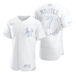 Men's Mickey Mantle New York Yankees Flex Base Jersey White Award