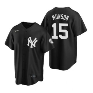 Men's Thurman Munson New York Yankees Cool Base Jersey Black