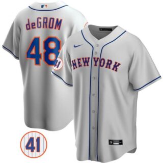 Men's #48 Jacob deGrom New York Mets Royal Jersey Cool Base Gray