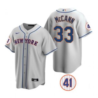 Men's #33 James McCann New York Mets White Jersey Cool Base Gray