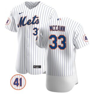 Men's #33 James McCann New York Mets White Jersey Flex Base White
