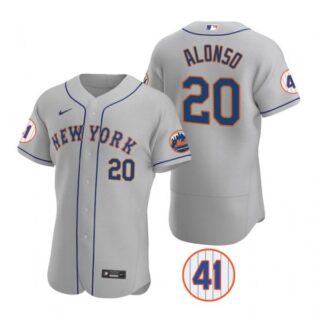 Men's #20 Pete Alonso New York Mets Gray Jersey Flex Base Gray
