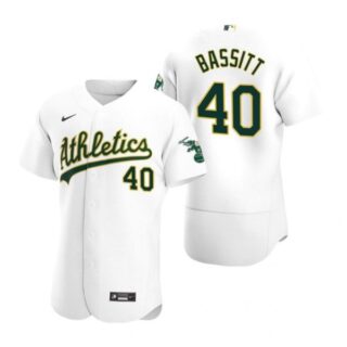 Men's #40 Chris Bassitt Oakland Athletics Flex Base Jersey White