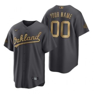 Men's Cool Base Custom Oakland Athletics 2022 MLB All-Star Game Charcoal Black Stitched Jersey