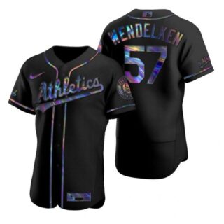 Men's #75 J.B. Wendelken Oakland Athletics Black Holographic Jersey Black Holographic
