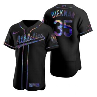 Men's #35 Jake Diekman Oakland Athletics Flex Base Jersey Black Holographic