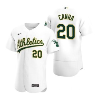 Men's #20 Mark Canha Oakland Athletics Flex Base Jersey White