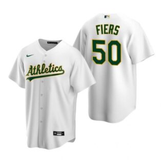 Men's #50 Mike Fiers Oakland Athletics Cool Base Jersey White
