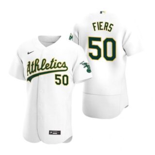 Men's #50 Mike Fiers Oakland Athletics Flex Base Jersey White