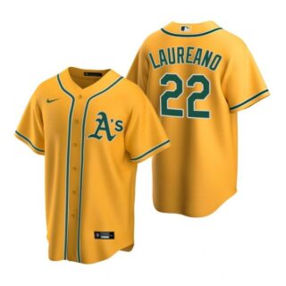 Men's #22 Ramon Laureano Oakland Athletics Cool Base Jersey Gold