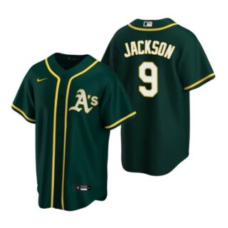 Men's #9 Reggie Jackson Oakland Athletics Cool Base Jersey Green