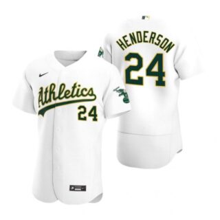 Men's #24 Rickey Henderson Oakland Athletics Flex Base Jersey White