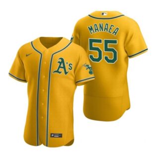 Men's #55 Sean Manaea Oakland Athletics Flex Base Jersey Gold