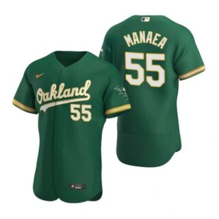 Men's #55 Sean Manaea Oakland Athletics Flex Base Jersey Kelly Green