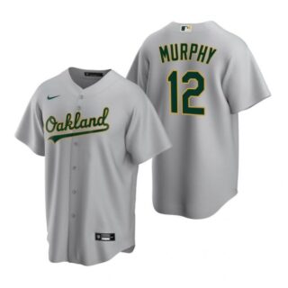 Men's #12 Sean Murphy Oakland Athletics Cool Base Jersey Gray