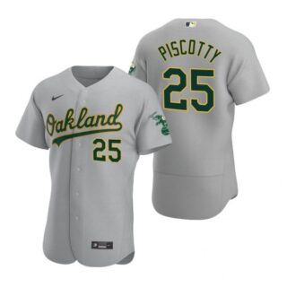 Men's #25 Stephen Piscotty Oakland Athletics Flex Base Jersey Gray