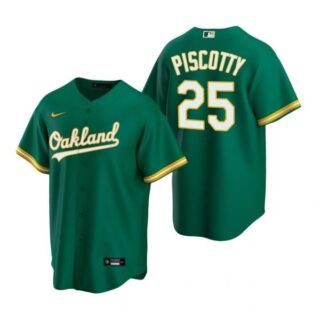 Men's #25 Stephen Piscotty Oakland Athletics Cool Base Jersey Kelly Green