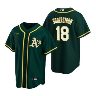 Men's #18 Tyler Soderstrom Oakland Athletics Cool Base Jersey Green