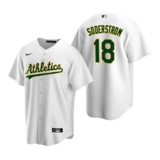Men's #18 Tyler Soderstrom Oakland Athletics Cool Base Jersey White