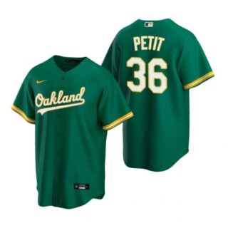 Men's #36 Yusmeiro Petit Oakland Athletics Cool Base Jersey Kelly Green