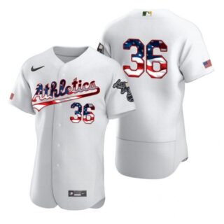 Men's #36 Yusmeiro Petit Oakland Athletics Flex Base Jersey White Stars