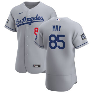 os Angeles Dodgers #85 Dustin May Men's Nike Gray Road 2020 World Series Bound Authentic Team MLB Jersey