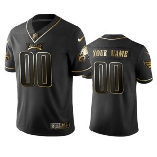 Men's Custom Philadelphia Eagles Golden Limited Stitched Jersey Black