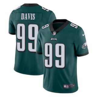 Men's Philadelphia Eagles Jordan Davis 2022 NFL Draft Stitched Jersey Midnight Green