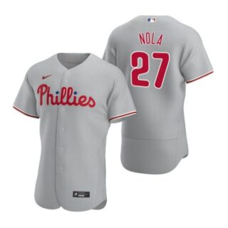 Men's #27 Aaron Nola Philadelphia Phillies Flex Base Jersey Gray