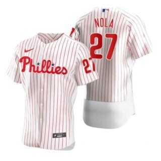 Men's #27 Aaron Nola Philadelphia Phillies Flex Base Jersey White