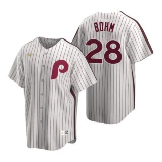 Men's #28 Alec Bohm Philadelphia Phillies Cool Base Jersey White Cooperstown