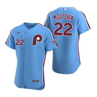 Men's #22 Andrew Mccutchen Philadelphia Phillies Flex Base Jersey Light Blue