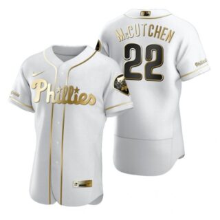 Men's #22 Andrew Mccutchen Philadelphia Phillies Flex Base Jersey White Golden