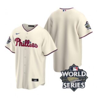 Men's Philadelphia Phillies 2022 World Series Cream Stitched Jersey